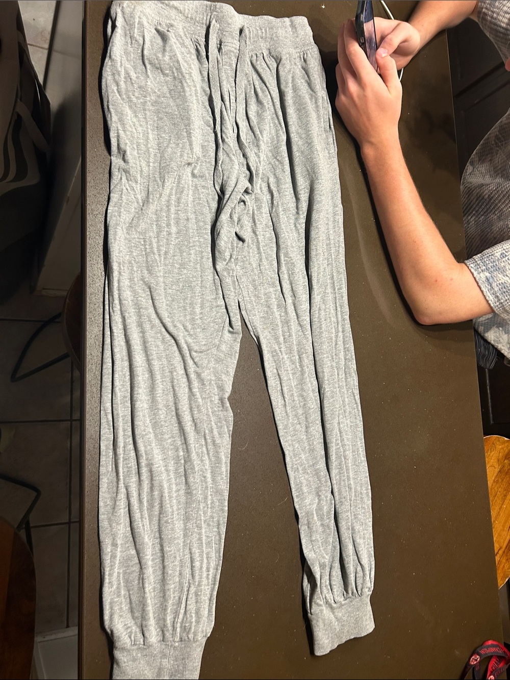Grey Knit Jogger Bottoms - Lightweight Comfort